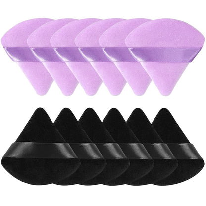 12 Pieces Pure Cotton Powder Puff Face Triangle Soft Makeup Puff for Loose Powder Body Cosmetic Foundation Sponge Mineral Powder Wet Dry Makeup Tool with Strap-Black/White Health & Beauty > Personal Care > Cosmetics > Cosmetic Tools > Makeup Tools TULOBI Black+Purple  
