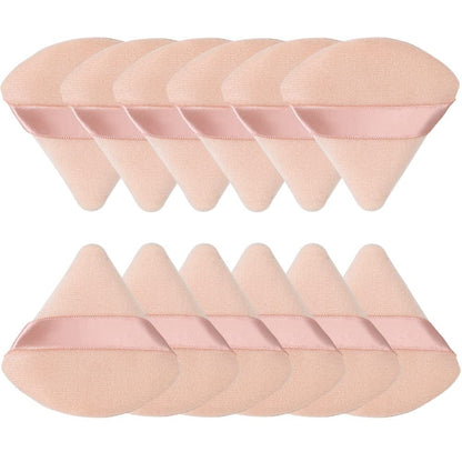 12 Pieces Pure Cotton Powder Puff Face Triangle Soft Makeup Puff for Loose Powder Body Cosmetic Foundation Sponge Mineral Powder Wet Dry Makeup Tool with Strap-Black/White Health & Beauty > Personal Care > Cosmetics > Cosmetic Tools > Makeup Tools TULOBI Nude  