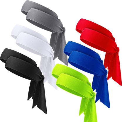 12 Pieces Tennis Tie Headband Hair Band Unisex Dry Head Tie Sport Tie Back Headband for Basketball, Running, Tennis, Karate, Athletics Apparel & Accessories > Clothing Accessories > Bandanas & Headties WILLBOND Black, Red, Dark Gray, White, Royal Blue, Fluorescent Yellow  