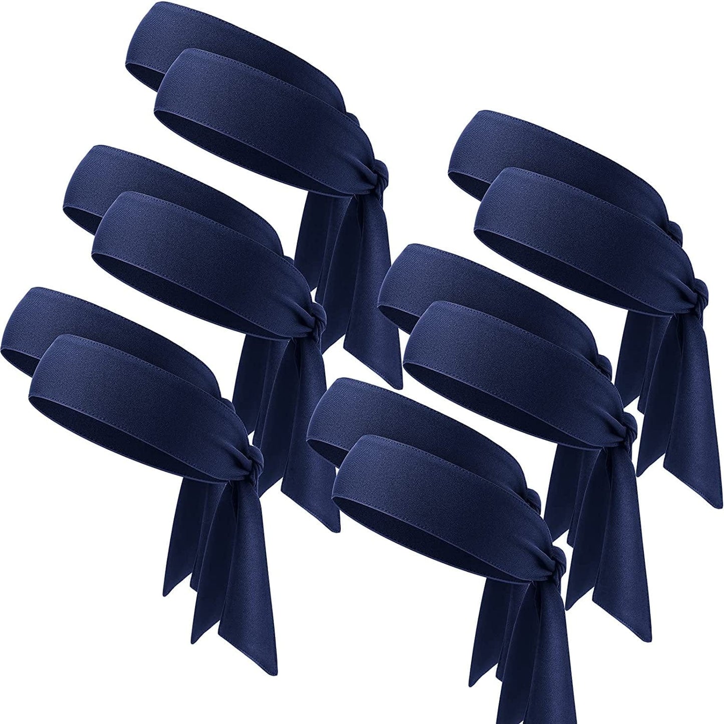 12 Pieces Tennis Tie Headband Hair Band Unisex Dry Head Tie Sport Tie Back Headband for Basketball, Running, Tennis, Karate, Athletics Apparel & Accessories > Clothing Accessories > Bandanas & Headties WILLBOND Navy Blue  