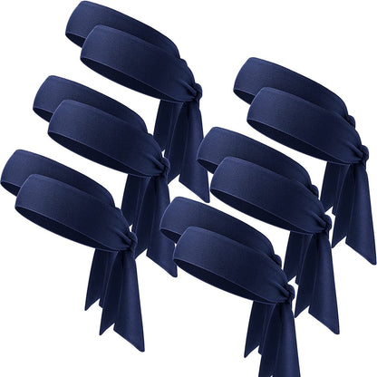 12 Pieces Tennis Tie Headband Hair Band Unisex Dry Head Tie Sport Tie Back Headband for Basketball, Running, Tennis, Karate, Athletics Apparel & Accessories > Clothing Accessories > Bandanas & Headties WILLBOND Navy Blue  