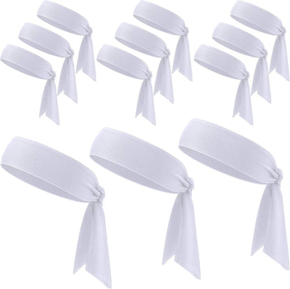 12 Pieces Tennis Tie Headband Hair Band Unisex Dry Head Tie Sport Tie Back Headband for Basketball, Running, Tennis, Karate, Athletics Apparel & Accessories > Clothing Accessories > Bandanas & Headties WILLBOND White  