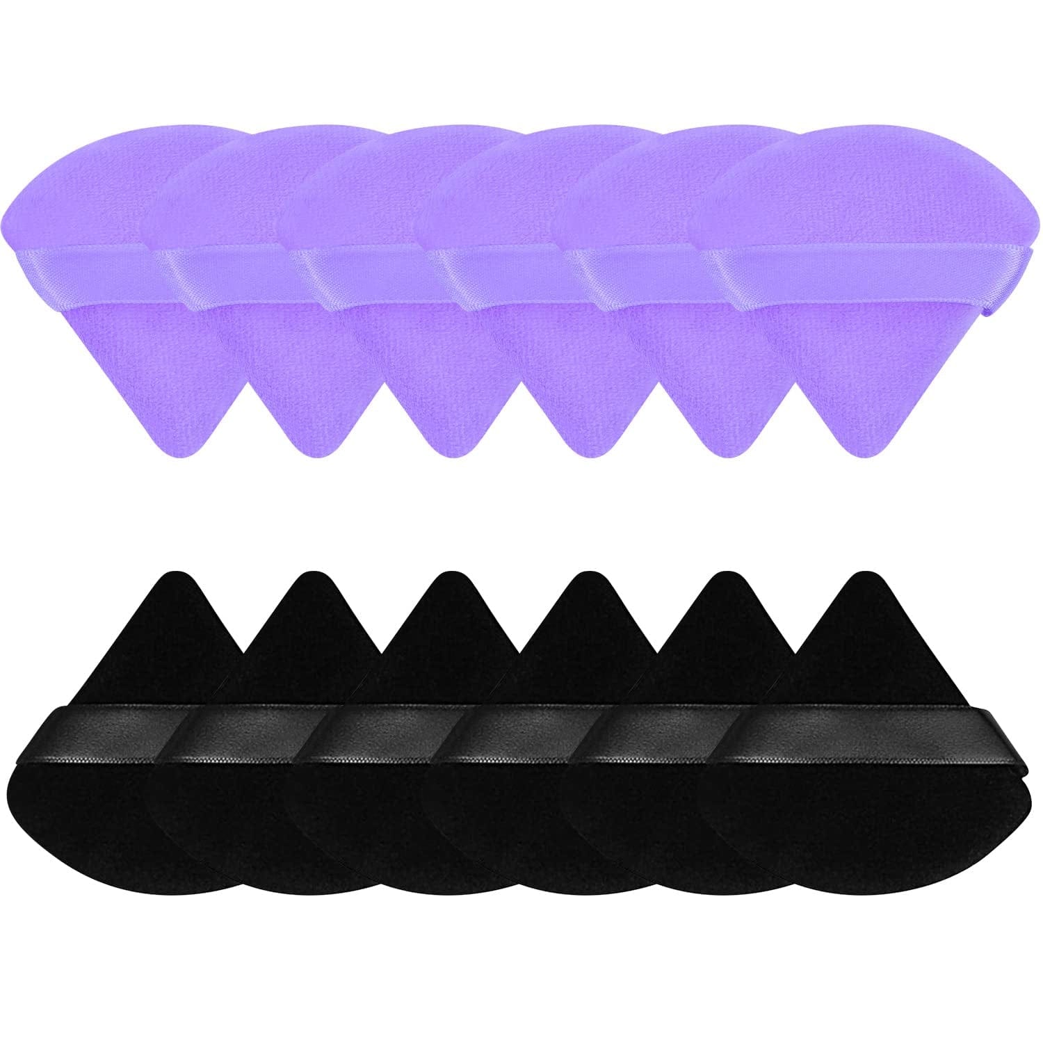12 Pieces Triangle Powder Puff Soft Velour Puff Makeup Powder Puffs for Face Powder Loose Powder Cosmetic Foundation Beauty Blender Sponge Makeup Tools (Black) Health & Beauty > Personal Care > Cosmetics > Cosmetic Tools > Makeup Tools Pimoys Black and Purple  