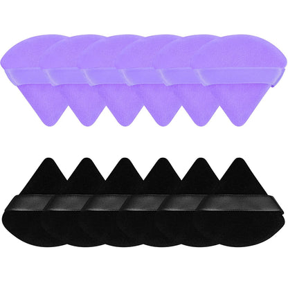12 Pieces Triangle Powder Puff Soft Velour Puff Makeup Powder Puffs for Face Powder Loose Powder Cosmetic Foundation Beauty Blender Sponge Makeup Tools (Black) Health & Beauty > Personal Care > Cosmetics > Cosmetic Tools > Makeup Tools Pimoys Black and Purple  