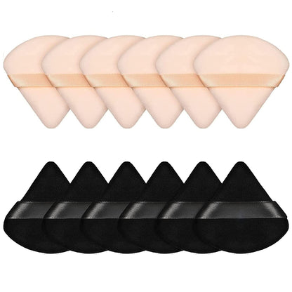 12 Pieces Triangle Powder Puff Soft Velour Puff Makeup Powder Puffs for Face Powder Loose Powder Cosmetic Foundation Beauty Blender Sponge Makeup Tools (Black) Health & Beauty > Personal Care > Cosmetics > Cosmetic Tools > Makeup Tools Pimoys Black and Nude  