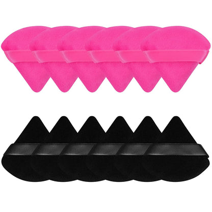 12 Pieces Triangle Powder Puff Soft Velour Puff Makeup Powder Puffs for Face Powder Loose Powder Cosmetic Foundation Beauty Blender Sponge Makeup Tools (Black) Health & Beauty > Personal Care > Cosmetics > Cosmetic Tools > Makeup Tools Pimoys Black and Red  