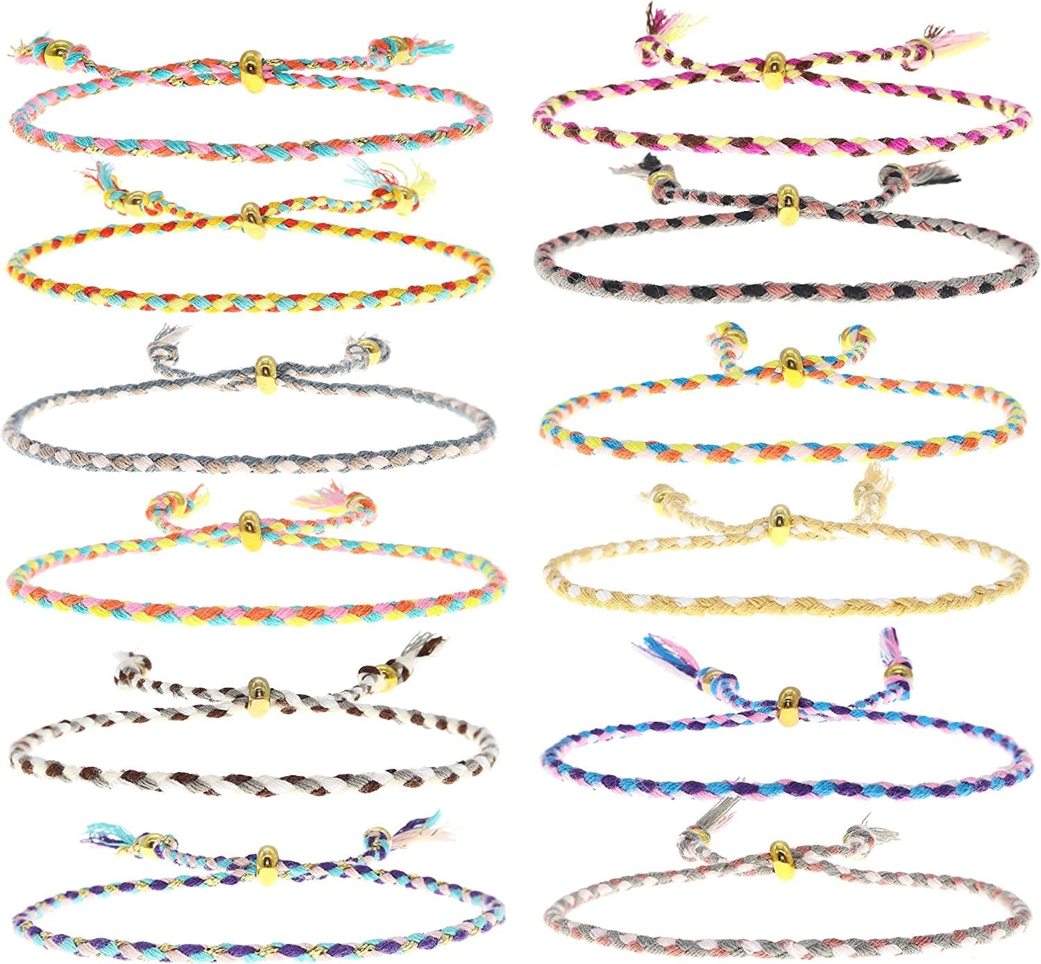 12 Woven Hippie Bracelets for Teen Girls, Adjustable VSCO Girl Braided String Friendship Bracelet for Women, Boho Braid Rope Surfer Jewelry for Men, Aesthetic Bracelets Stocking Stuffers for Teens Apparel & Accessories > Jewelry > Bracelets FROG SAC Set-2  