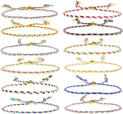 12 Woven Hippie Bracelets for Teen Girls, Adjustable VSCO Girl Braided String Friendship Bracelet for Women, Boho Braid Rope Surfer Jewelry for Men, Aesthetic Bracelets Stocking Stuffers for Teens Apparel & Accessories > Jewelry > Bracelets FROG SAC Set-2  