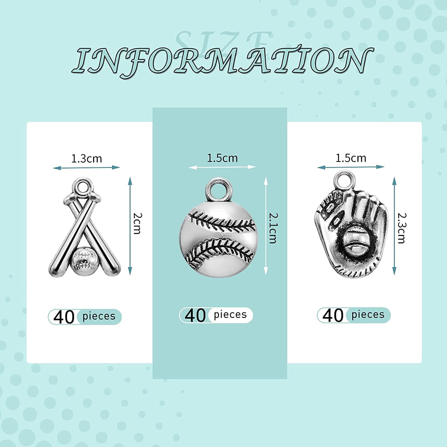 120 Pieces Alloy Baseball Charms Silver Softball Charms Baseball Glove Bat Charms Antique Softball Beads Sports Theme Pendants for Bracelet Necklace Earring DIY Jewelry Making, 3 Styles