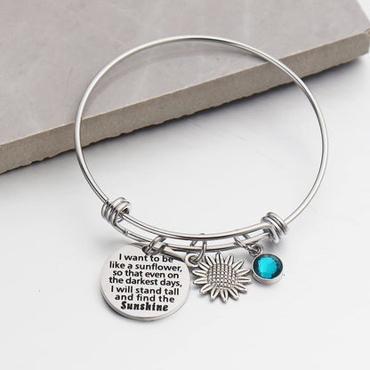 JINGMARUO Sunflower Bracelet I Want to Be like a Sunflower so That Even on the Darkest Days with Birthstone Charm Birthday Gift Flower Bracelet Apparel & Accessories > Jewelry > Bracelets JINGMARUO   