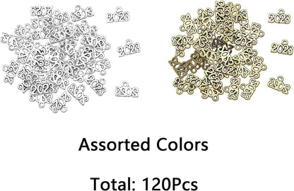 120Pcs Year 2023 Signet Charms Pendant Alloy Year Letter Charms for Jewelry Making DIY Craft Necklace Bracelet Earrings Keychain Supplies