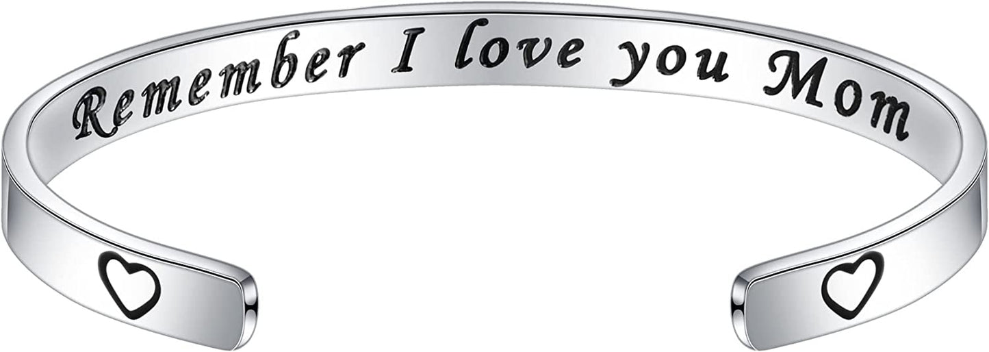 M MOOHAM Bracelets for Women- Engraved Quote Inspirational Bracelet Birthday Christmas Funny Gifts for Best Friend, Daughter, Son, Sister, Niece, Mom, Coworkers, Stainless Steel Jewelry Apparel & Accessories > Jewelry > Bracelets M MOOHAM Remember I love you Mom  
