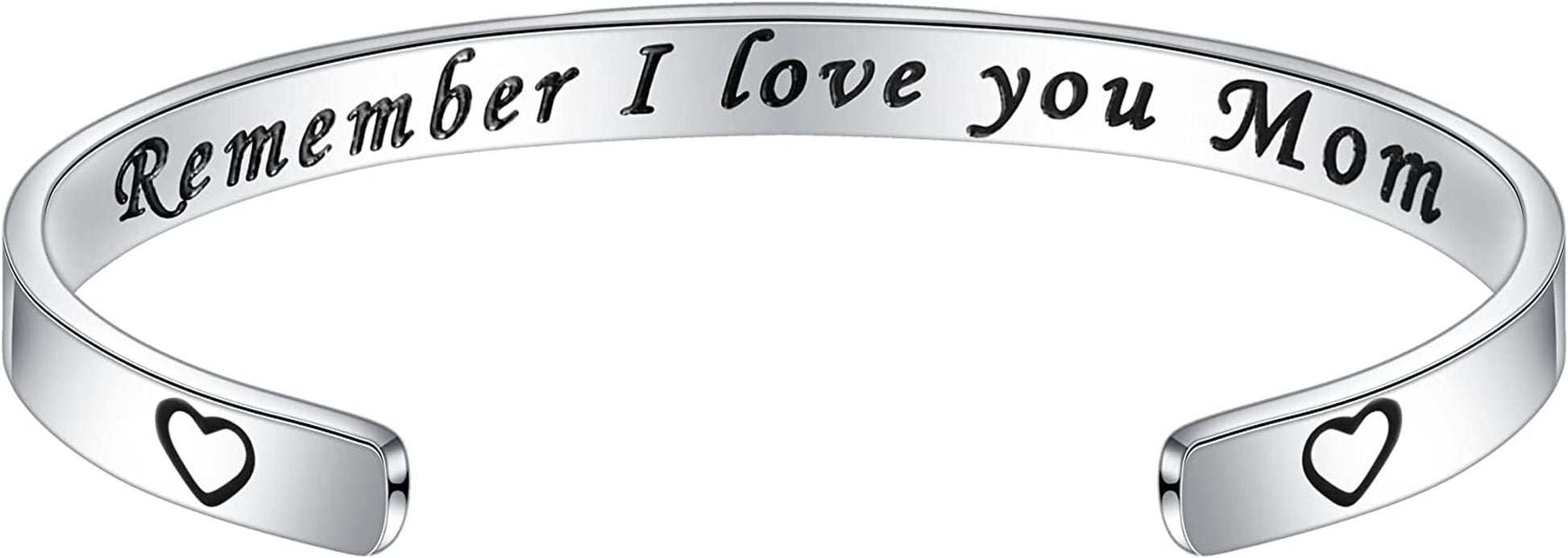 M MOOHAM Bracelets for Women- Engraved Quote Inspirational Bracelet Birthday Christmas Funny Gifts for Best Friend, Daughter, Son, Sister, Niece, Mom, Coworkers, Stainless Steel Jewelry Apparel & Accessories > Jewelry > Bracelets M MOOHAM Remember I love you Mom  