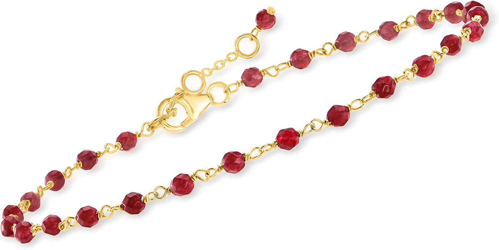 Ross-Simons 5.80 Ct. T.W. Red Quartz Anklet in 18Kt Gold over Sterling. 9 Inches Apparel & Accessories > Jewelry > Anklets Ross-Simons   