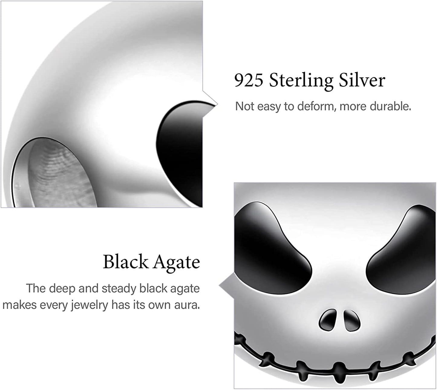 Gnoce"Jack Skull 925 Sterling Silver Skull Beads Charms for Bracelets Necklace Birthday Halloween Jewelry for Women Gift Apparel & Accessories > Jewelry > Bracelets GNOCE   