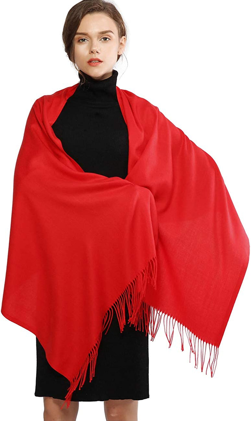 RIIQIICHY Women'S Scarf Pashmina Shawls and Wraps for Evening Dress Bridesmaid Wedding Bridal Winter Warm Long Large Scarves Apparel & Accessories > Clothing Accessories > Scarves & Shawls RIIQIICHY Red  