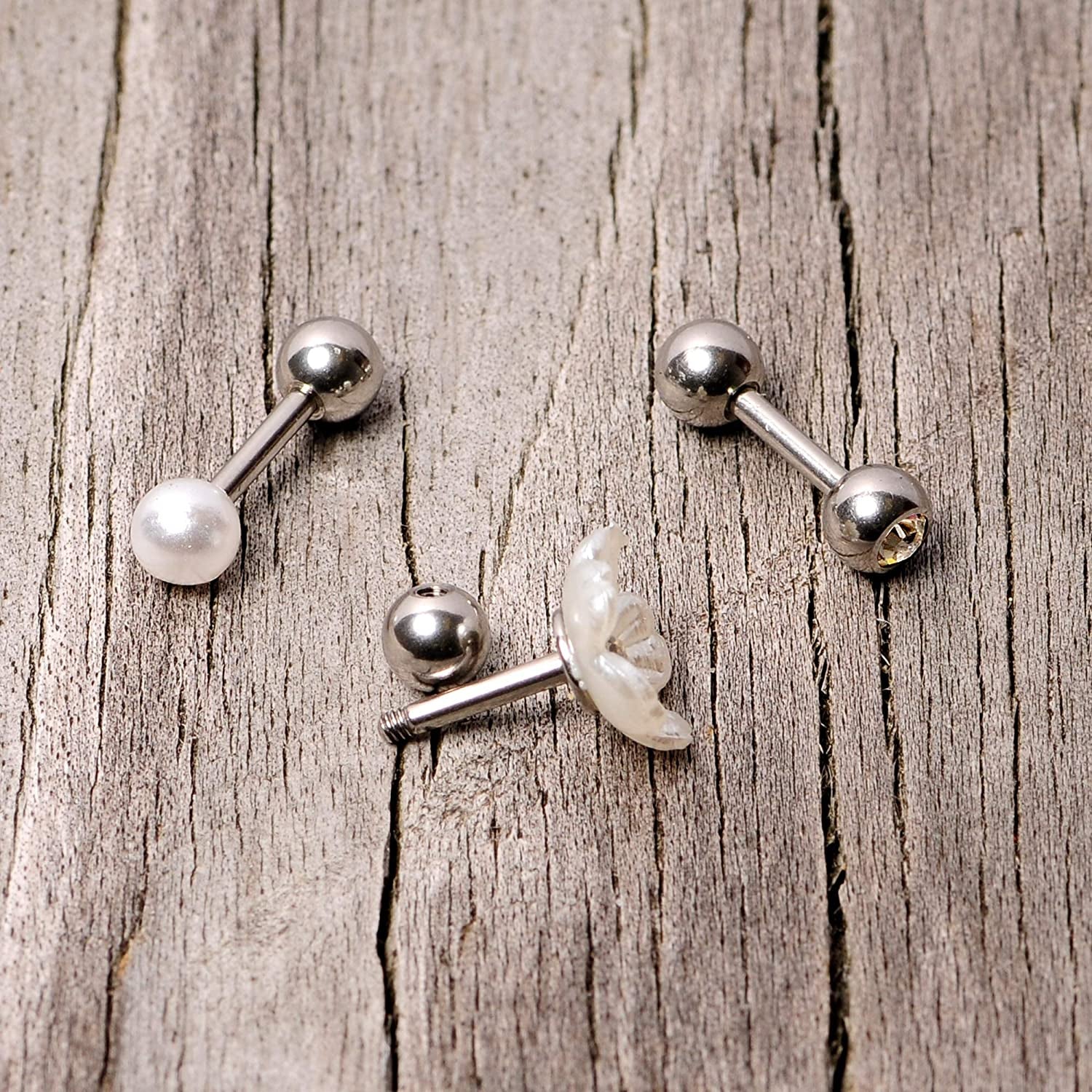 Body Candy 3Pc 16G Womens 316L Stainless Steel Flower Cartilage Earring Helix Tragus Jewelry Set 1/4" Apparel & Accessories > Jewelry > Body Jewelry Body Candy   