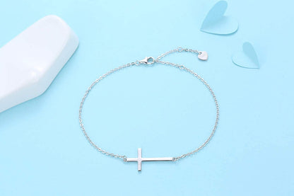 Cross Anklet/Bracelet for Women 925 Sterling Silver Adjustable Cross Bracelet/Ankle Bracelet (Large Bracelet) Apparel & Accessories > Jewelry > Anklets YZSFMZGE   