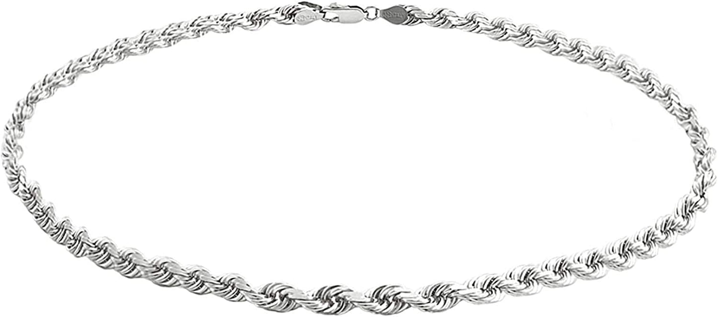 Savlano 925 Sterling Silver Solid Italian Figaro, Rope,Herringbone, Curb, Ball Bead, Snake, Mariner Chain Anklet for Women & Girls, Comes in 0.8Mm - 5Mm Gift Box Apparel & Accessories > Jewelry > Anklets Savlano Rope 1.8mm 10.0 Inches 