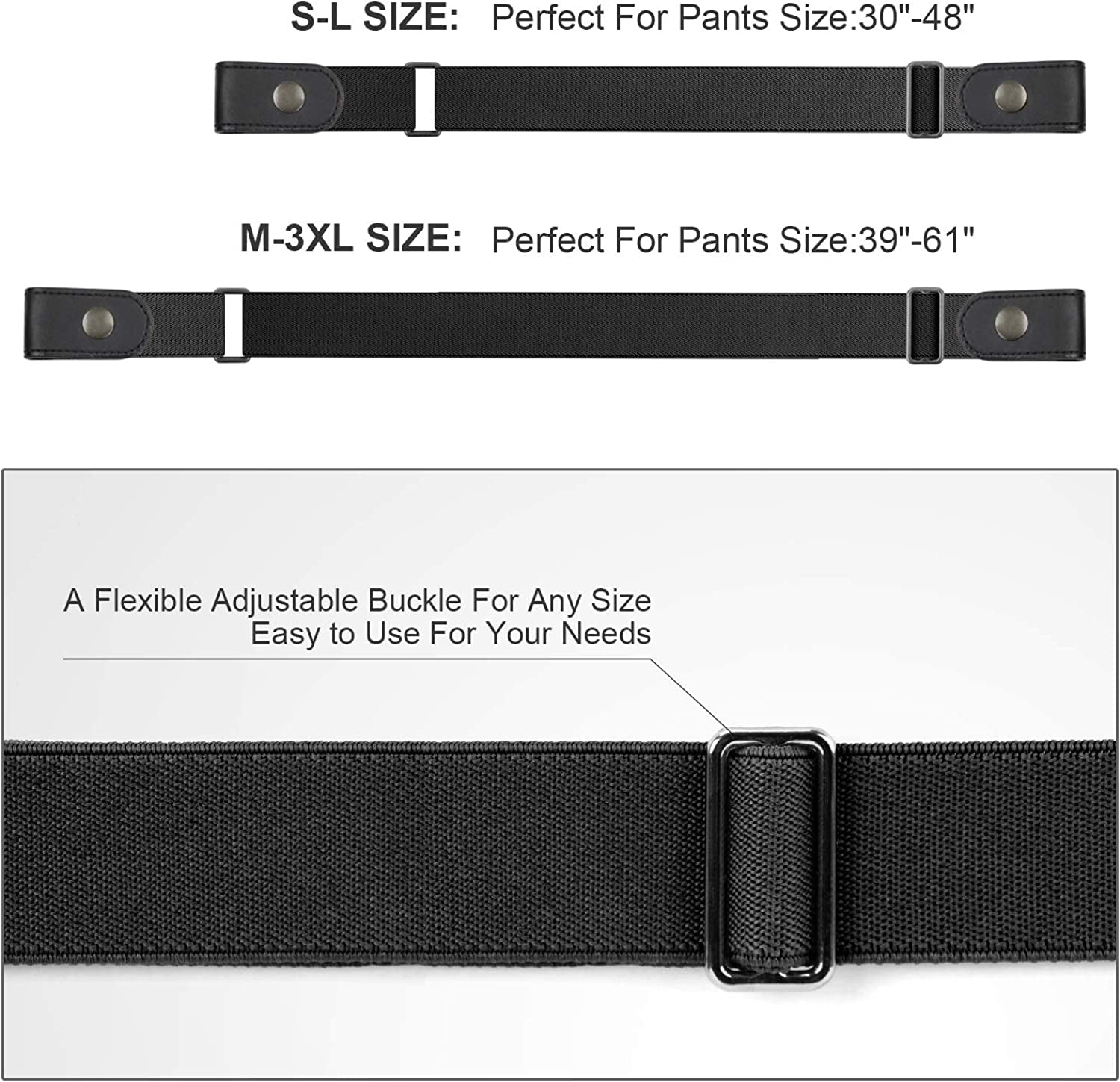 No Buckle Stretch No Show Belt for Men 1.38 Inches Wide, Buckless Invisible Elastic Belt for Jeans Pants by WHIPPY Apparel & Accessories > Clothing Accessories > Belts WHIPPY   