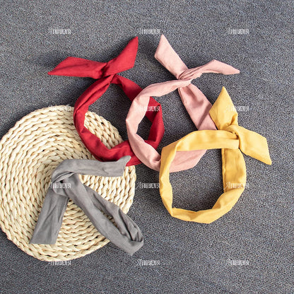 AUEAR, 9 Pack Solid Color Twist Bow Headband Wired Hair Tie Wire Headbands Rabblte Ear Bow Head Wraps for Women Girls Hair Accessories Apparel & Accessories > Clothing Accessories > Bandanas & Headties AUEAR   