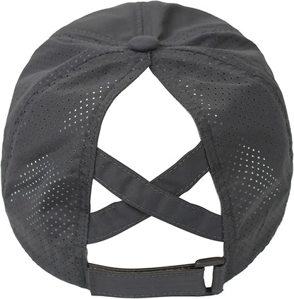 HGGE Womens Criss Cross Ponytail Baseball Cap Adjustable High Messy Bun Ponycap Quick Drying Hat Apparel & Accessories > Clothing Accessories > Hats HGGE   