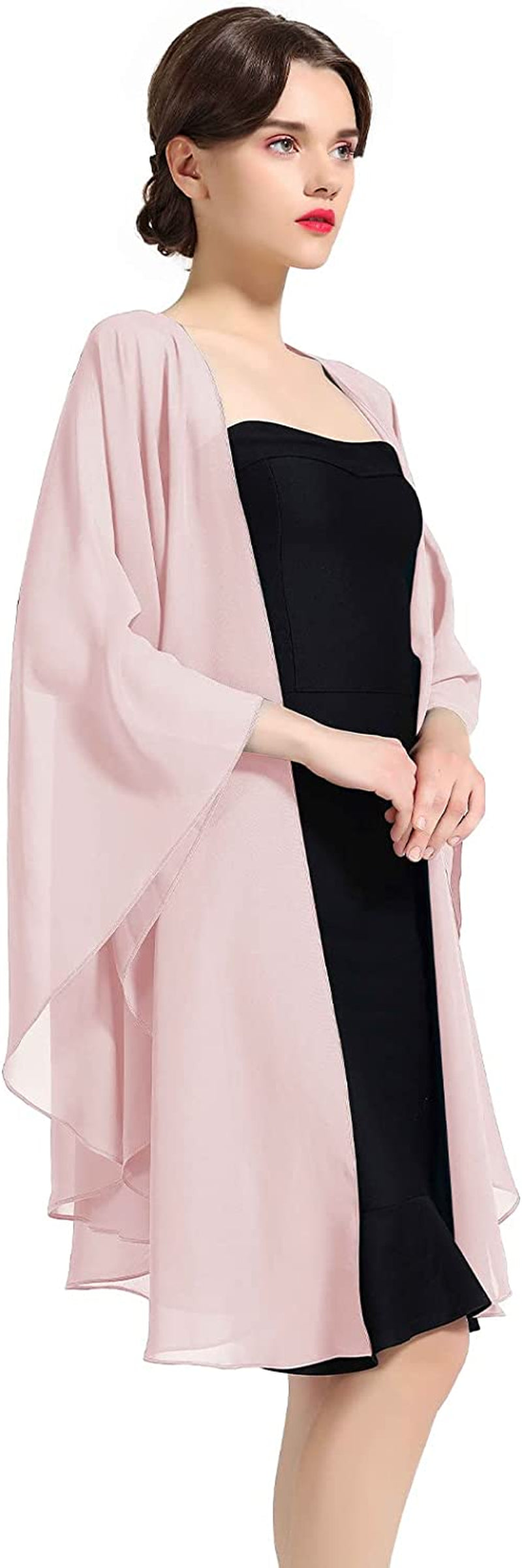 Shawl Wrap Chiffon Scarf for Women Evening Dresses Wedding Stole Black White Blue 25 Colors by BEAUTELICATE Apparel & Accessories > Clothing Accessories > Scarves & Shawls BEAUTELICATE Peach Puff  