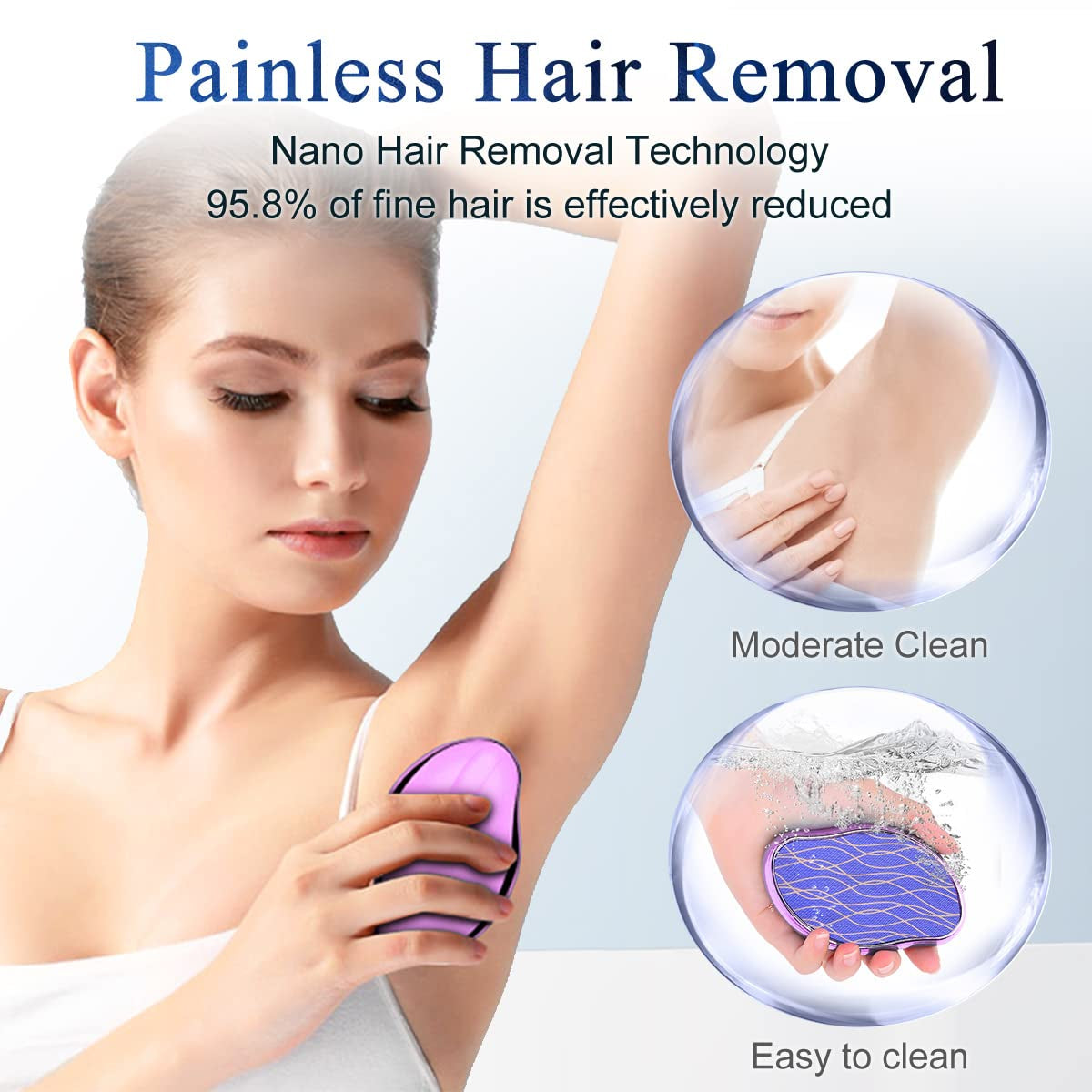 Muisci Crystal Hair Eraser Nano Crystal Painless Hair Removal Tool for Men and Women Reusable Magic Crystal Hair Remover Stone for Body Legs Arms Back Exfoliate Health & Beauty > Personal Care > Foot Care MuiSci   