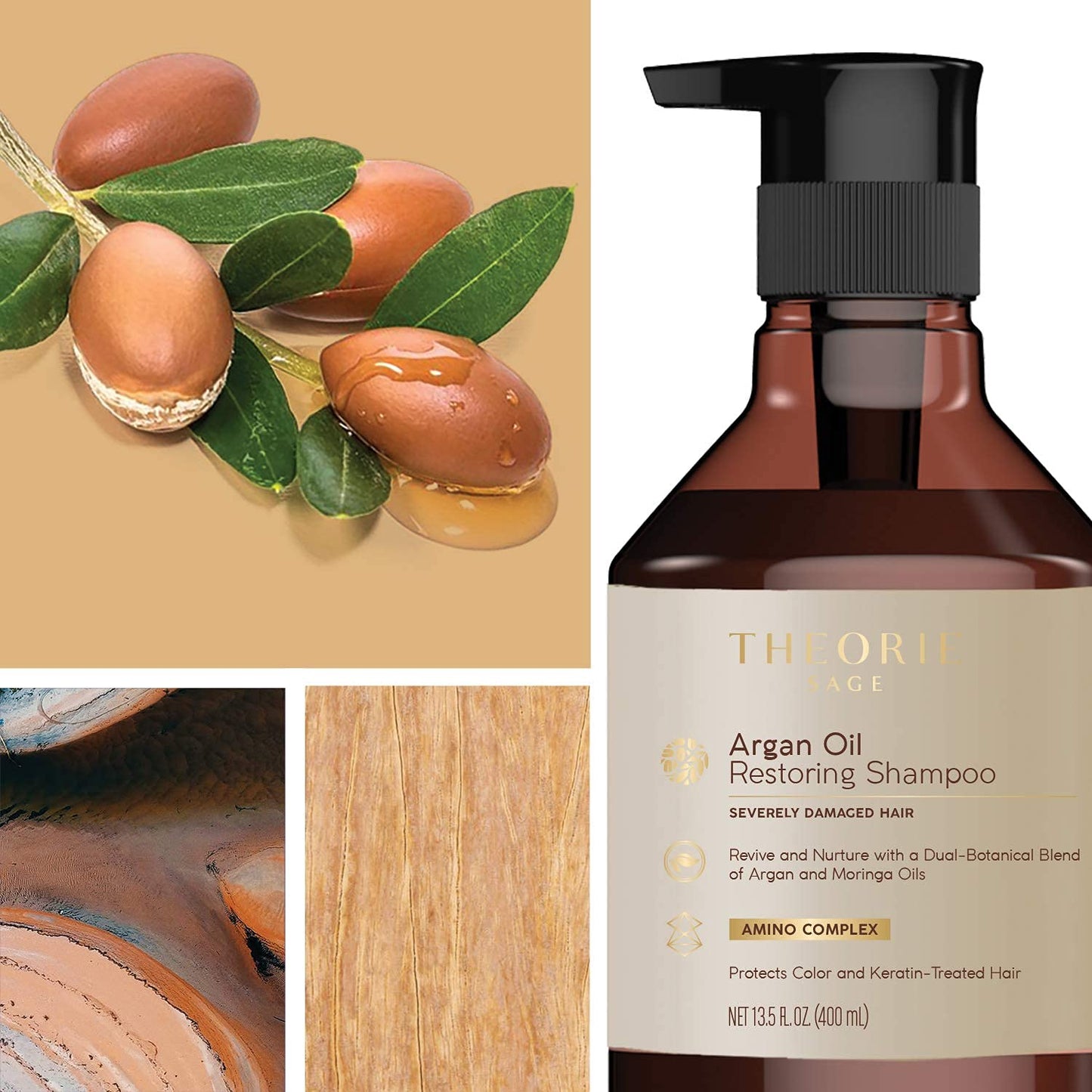 THEORIE Argan Oil Ultimate Restoring Conditioner - Rejuvenates Dry, Brittle, and Over-Processed Hair - Nutrient-Rich and Sulfate Free Restorative Haircare, Safe for Color & Keratin Treated Hair, 800Ml Health & Beauty > Personal Care > Hair Care Theorie   