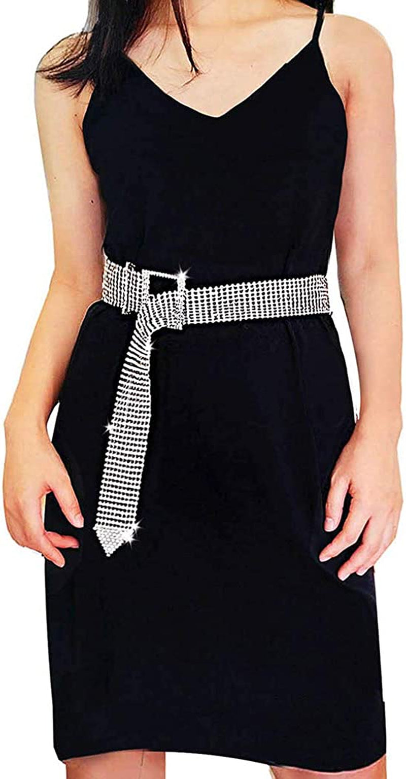 Fstrend Women Sparkle Crystal Rhinestone Chain Belts Sexy Luxury Waist Buckle Metal Beads around Sash Party Nightclub Waistband Chains Accessories for Women and Girls Apparel & Accessories > Clothing Accessories > Belts Fstrend   