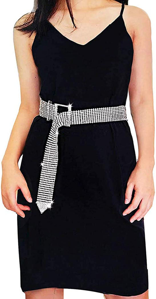 Fstrend Women Sparkle Crystal Rhinestone Chain Belts Sexy Luxury Waist Buckle Metal Beads around Sash Party Nightclub Waistband Chains Accessories for Women and Girls Apparel & Accessories > Clothing Accessories > Belts Fstrend   