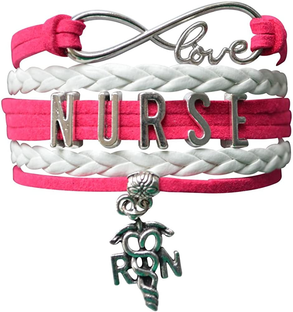 Infinity Collection Nurse Bracelet, Nurse Charm Bracelet Makes Perfect Nurse Gifts Apparel & Accessories > Jewelry > Bracelets Infinity Collection Hot Pink  