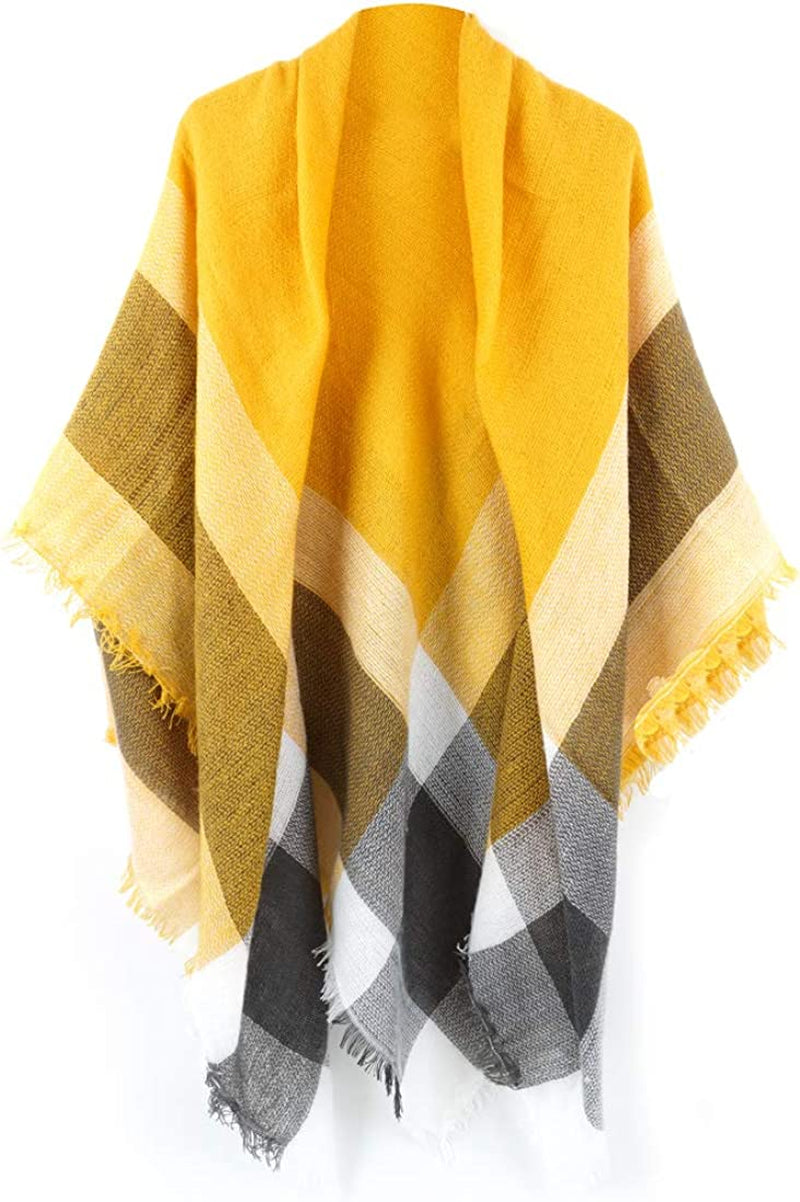Neal LINK Women'S Plaid Scarf Blanket Wrap Warm Tartan Checked Shawl Tartan Scarves Pashmina Cape Apparel & Accessories > Clothing Accessories > Scarves & Shawls Neal LINK Yellow Gray  