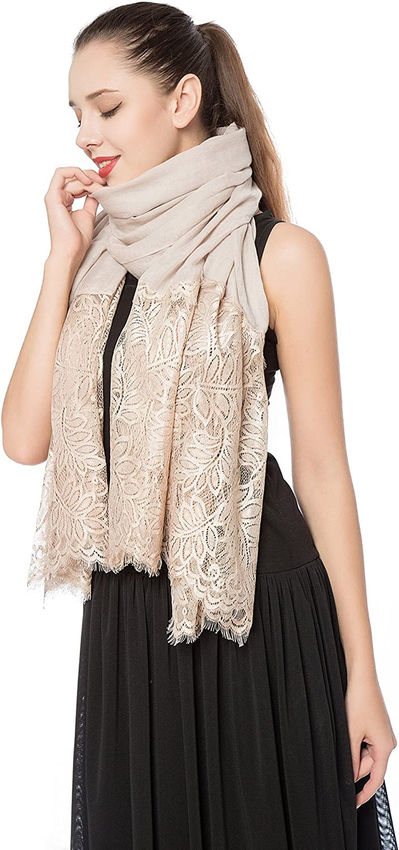 Women Lightweight Fashion Lace Scarf Solid Color Wrap Shawl Gzcvba Soft Evening Coverup Apparel & Accessories > Clothing Accessories > Scarves & Shawls Gzcvba   