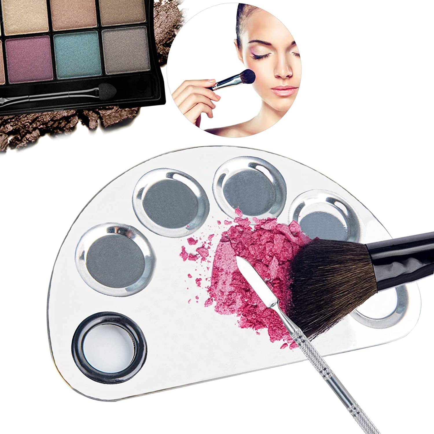 Pro Cosmetics Makeup Mixing Palette, Premium Stainless Steel Metal Makeup Palette Spatula Tool, Suitable for Mixing Foundation/Eye Shadow/Eyelash/Lipsticks/Nail Art Health & Beauty > Personal Care > Cosmetics > Cosmetic Tools > Makeup Tools ALIOBC   