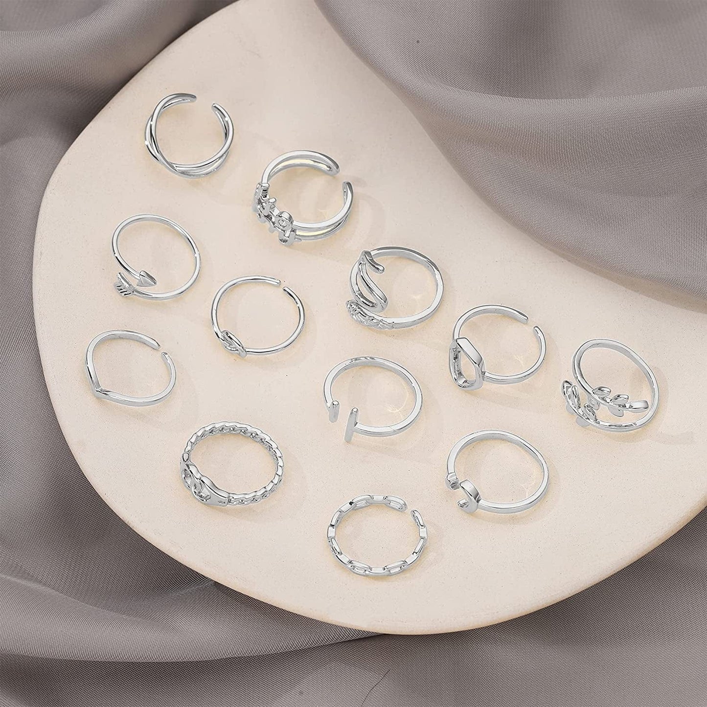 12PCS Adjustable Stackable Thumb Open Rings Set for Women 14K Gold Plated Knuckle Stacking Rings Set Boho Vintage Finger Rings