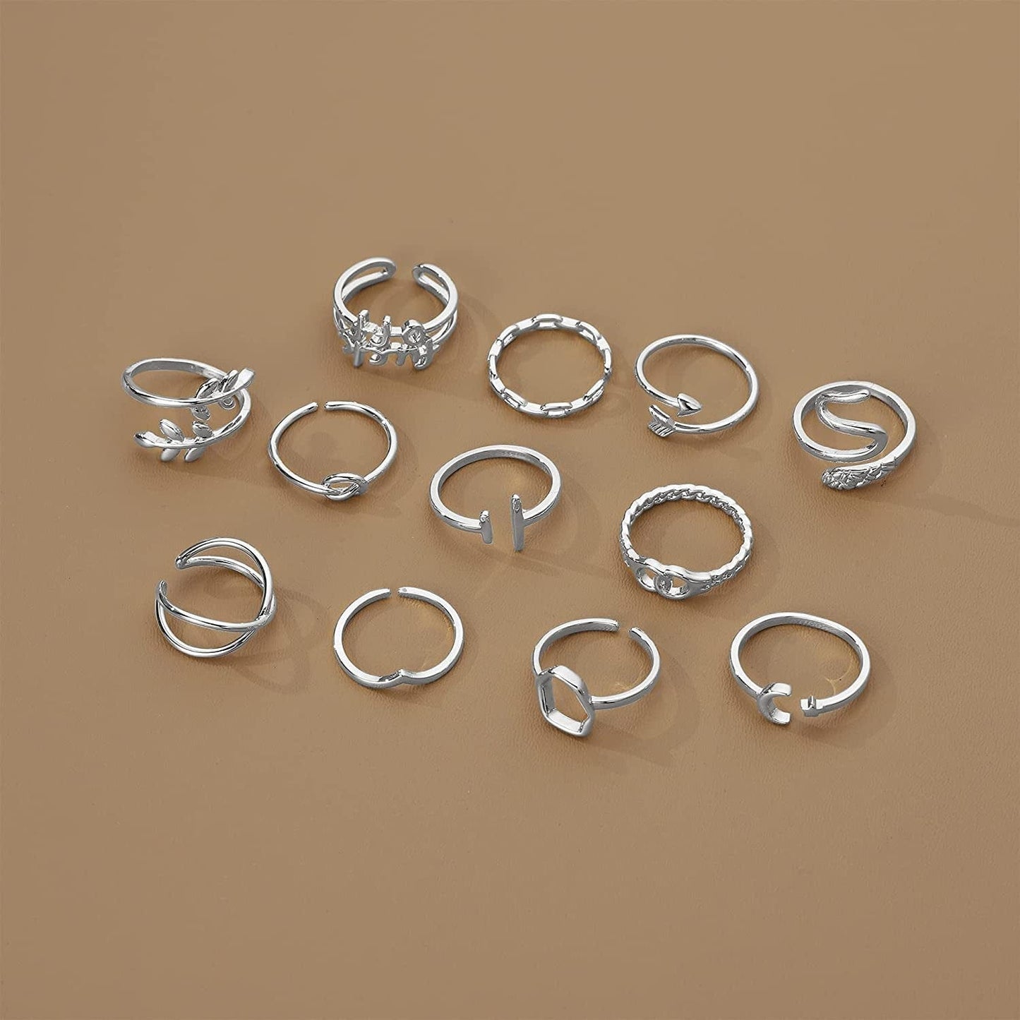 12PCS Adjustable Stackable Thumb Open Rings Set for Women 14K Gold Plated Knuckle Stacking Rings Set Boho Vintage Finger Rings