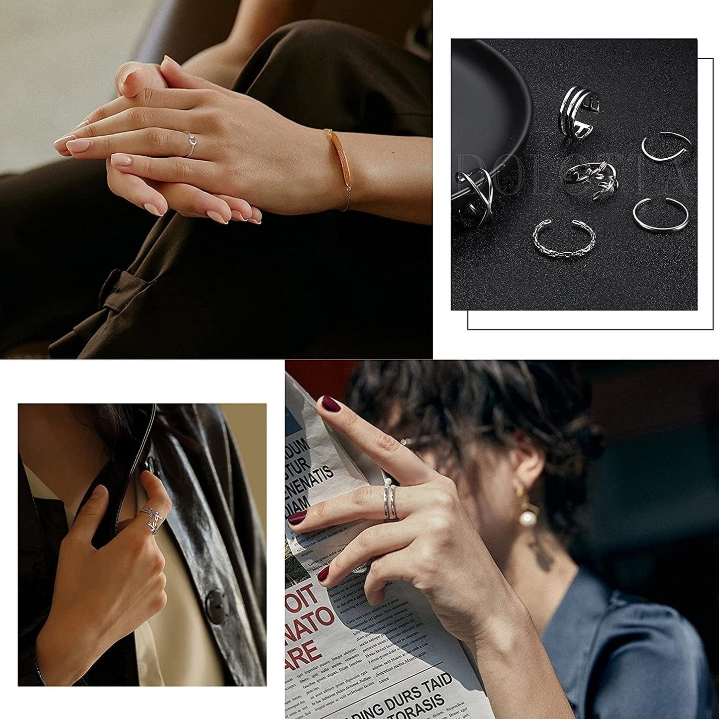 12Pcs Arrow Knot Wave Rings for Women Open Rings Set Adjustable Stackable Thumb Open Rings Set