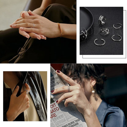 12Pcs Arrow Knot Wave Rings for Women Open Rings Set Adjustable Stackable Thumb Open Rings Set