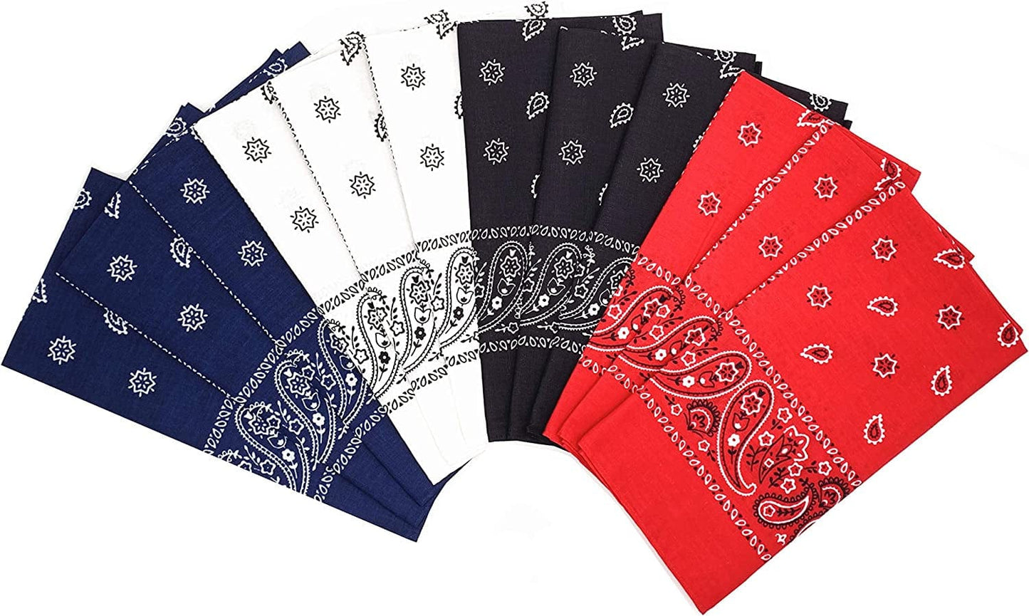 12Pcs Bandana 100% Cotton Custom Fashion Paisley Design Multifunctional Outdoor Square Handkerchief Apparel & Accessories > Clothing Accessories > Bandanas & Headties Vamqor Basic Assorted  