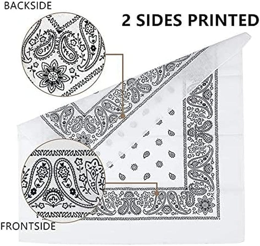 12Pcs Bandana 100% Cotton Custom Fashion Paisley Design Multifunctional Outdoor Square Handkerchief Apparel & Accessories > Clothing Accessories > Bandanas & Headties Vamqor   