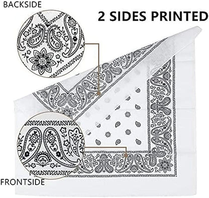 12Pcs Bandana 100% Cotton Custom Fashion Paisley Design Multifunctional Outdoor Square Handkerchief Apparel & Accessories > Clothing Accessories > Bandanas & Headties Vamqor   