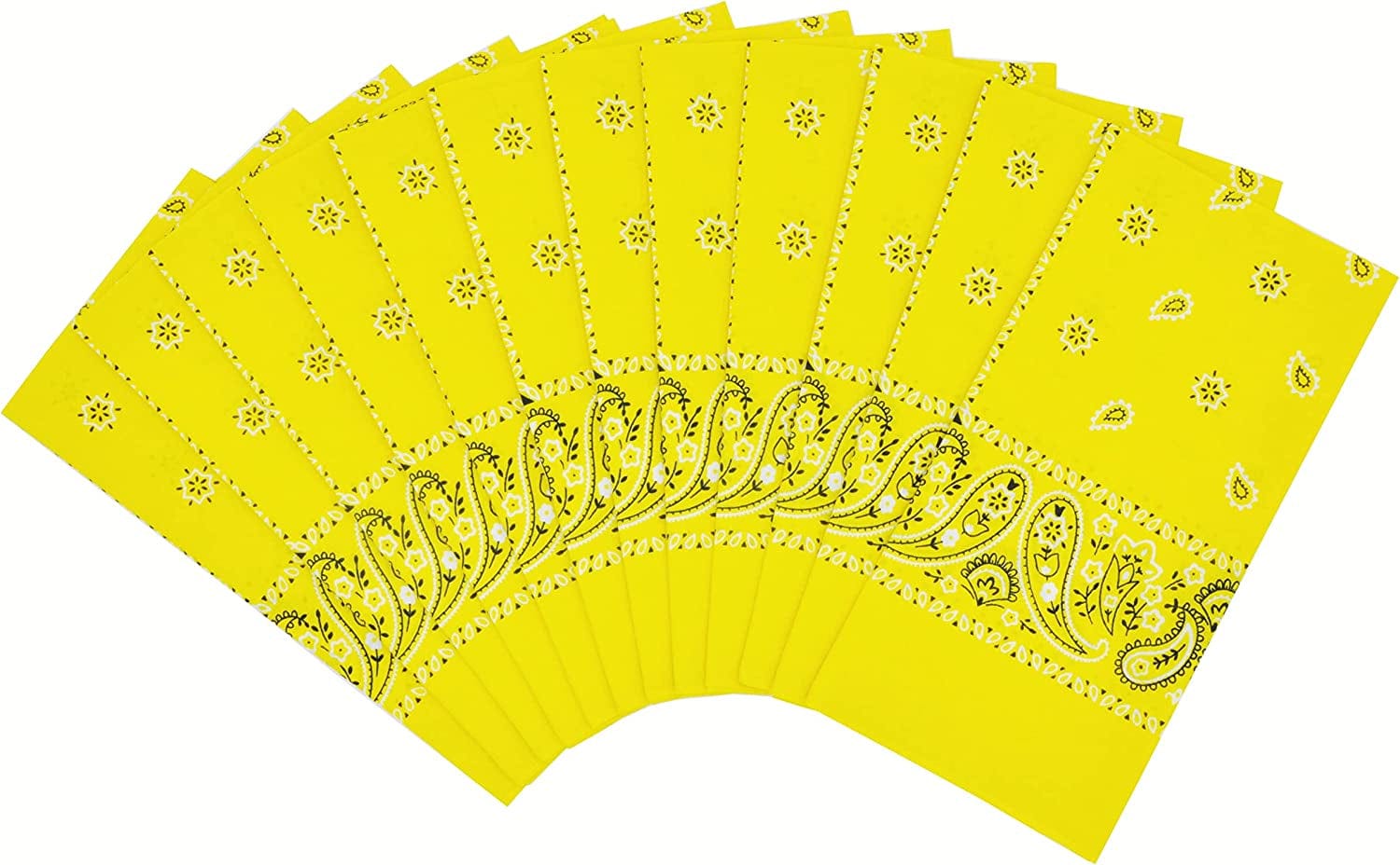 12Pcs Bandana 100% Cotton Custom Fashion Paisley Design Multifunctional Outdoor Square Handkerchief Apparel & Accessories > Clothing Accessories > Bandanas & Headties Vamqor Yellow  