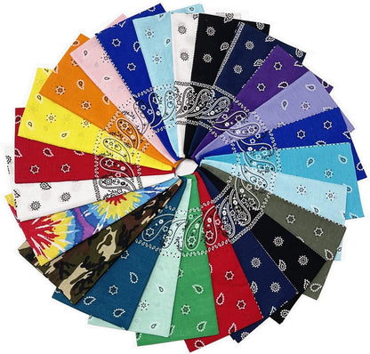 12Pcs Bandana 100% Cotton Custom Fashion Paisley Design Multifunctional Outdoor Square Handkerchief Apparel & Accessories > Clothing Accessories > Bandanas & Headties Vamqor 24 Pack Assorted  