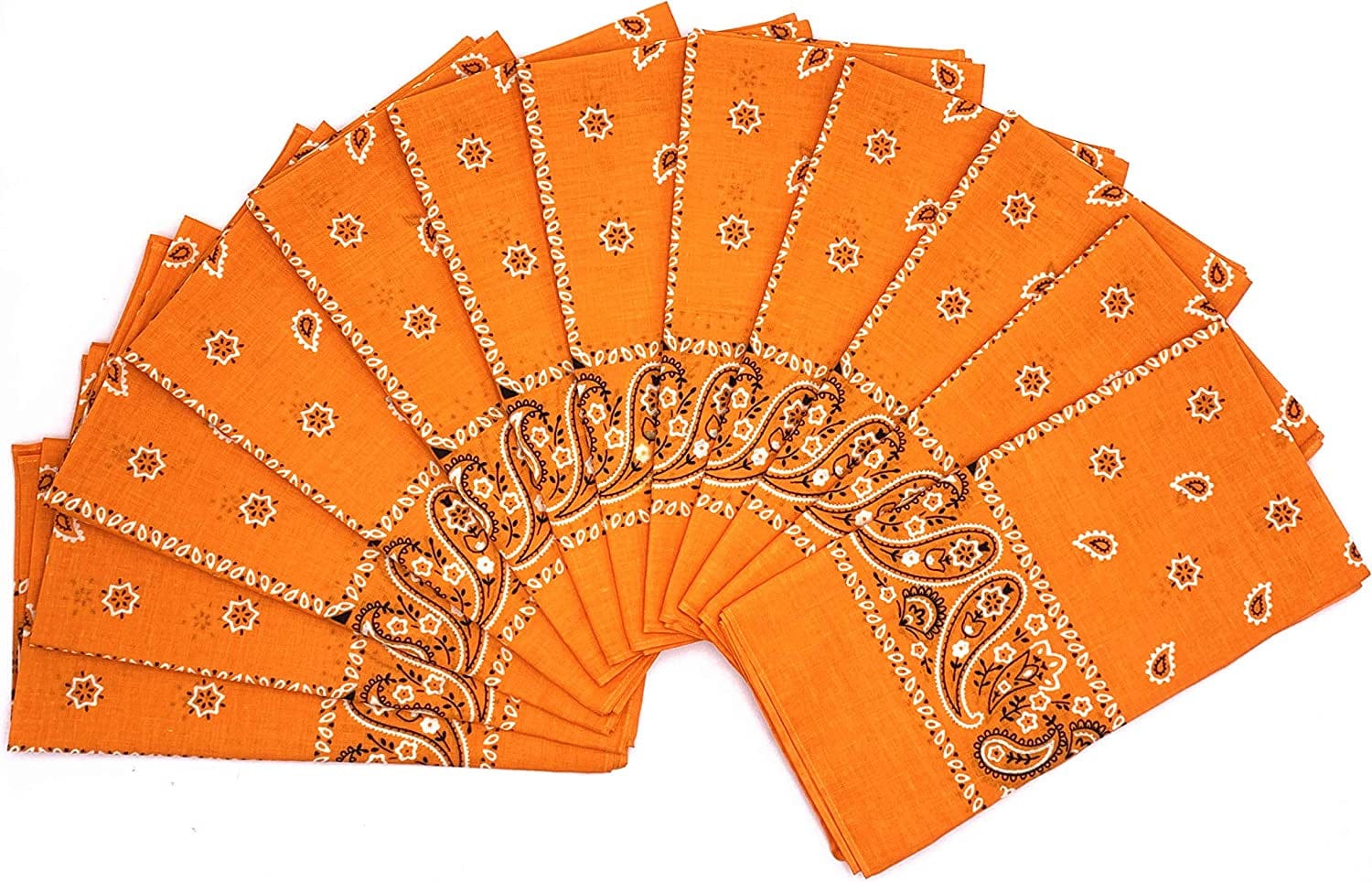 12Pcs Bandana 100% Cotton Custom Fashion Paisley Design Multifunctional Outdoor Square Handkerchief Apparel & Accessories > Clothing Accessories > Bandanas & Headties Vamqor Orange  