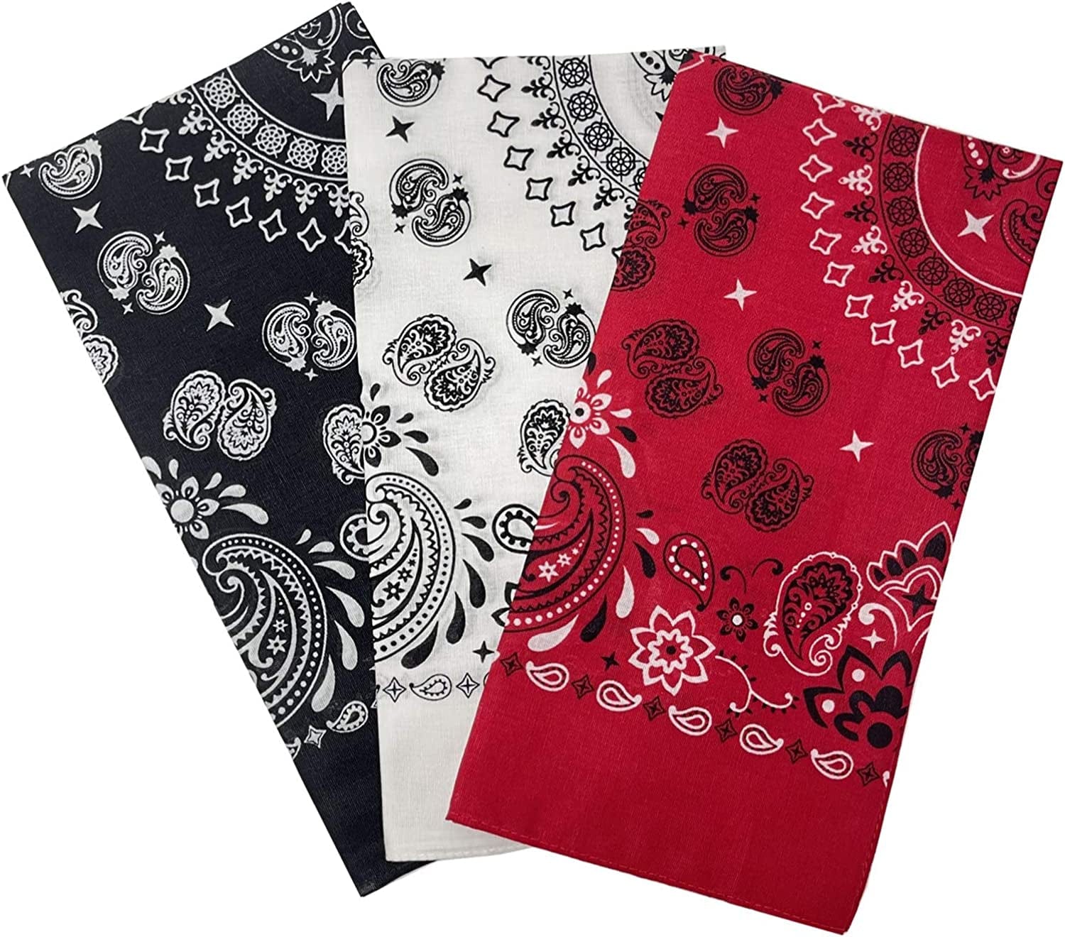 12Pcs Bandana 100% Cotton Custom Fashion Paisley Design Multifunctional Outdoor Square Handkerchief Apparel & Accessories > Clothing Accessories > Bandanas & Headties Vamqor 3 Pack Assorted  