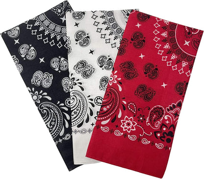 12Pcs Bandana 100% Cotton Custom Fashion Paisley Design Multifunctional Outdoor Square Handkerchief Apparel & Accessories > Clothing Accessories > Bandanas & Headties Vamqor 3 Pack Assorted  