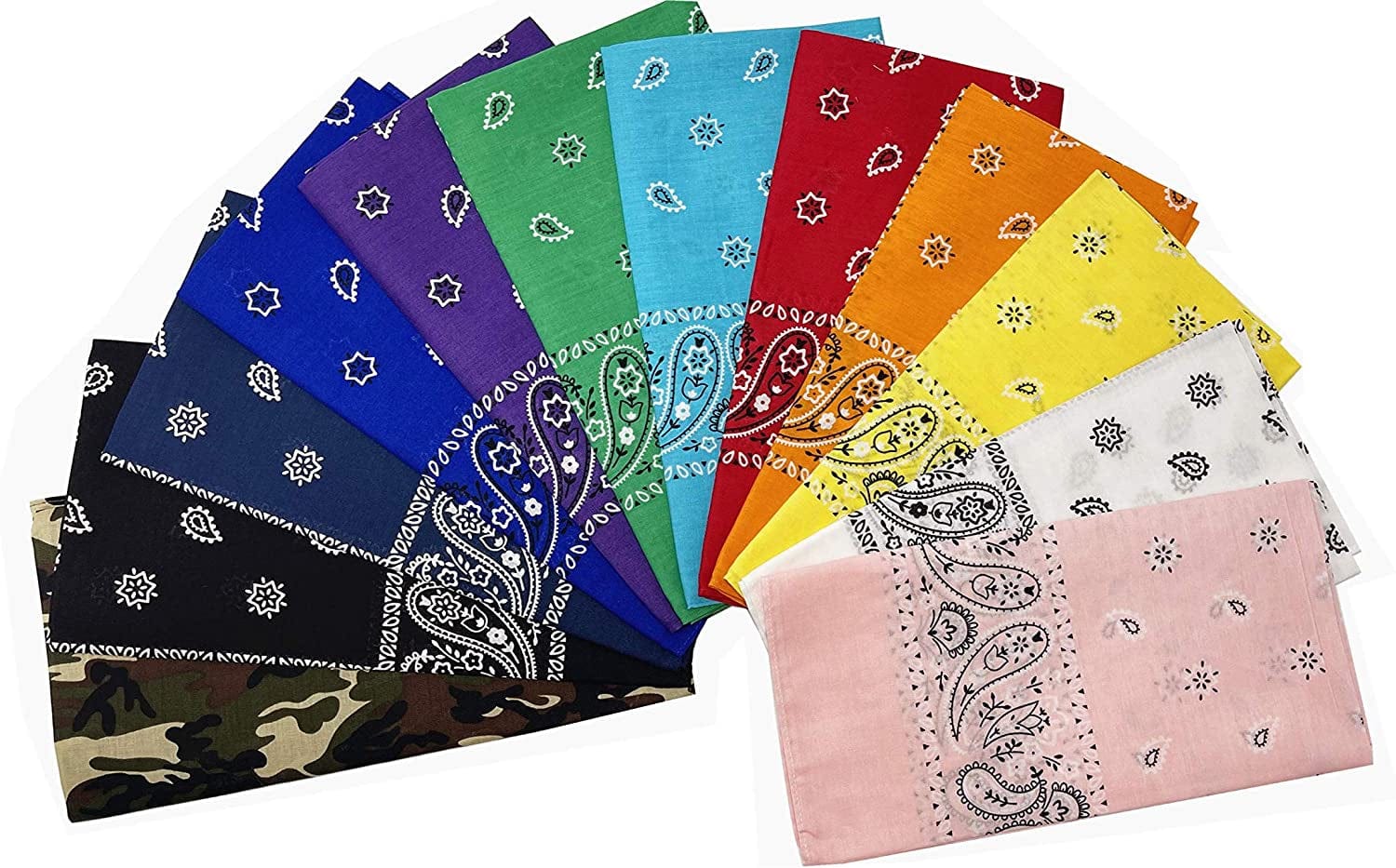 12Pcs Bandana 100% Cotton Custom Fashion Paisley Design Multifunctional Outdoor Square Handkerchief Apparel & Accessories > Clothing Accessories > Bandanas & Headties Vamqor 12 Pack Assorted  