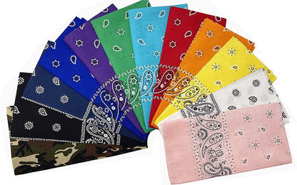 12Pcs Bandana 100% Cotton Custom Fashion Paisley Design Multifunctional Outdoor Square Handkerchief Apparel & Accessories > Clothing Accessories > Bandanas & Headties Vamqor 12 Pack Assorted  