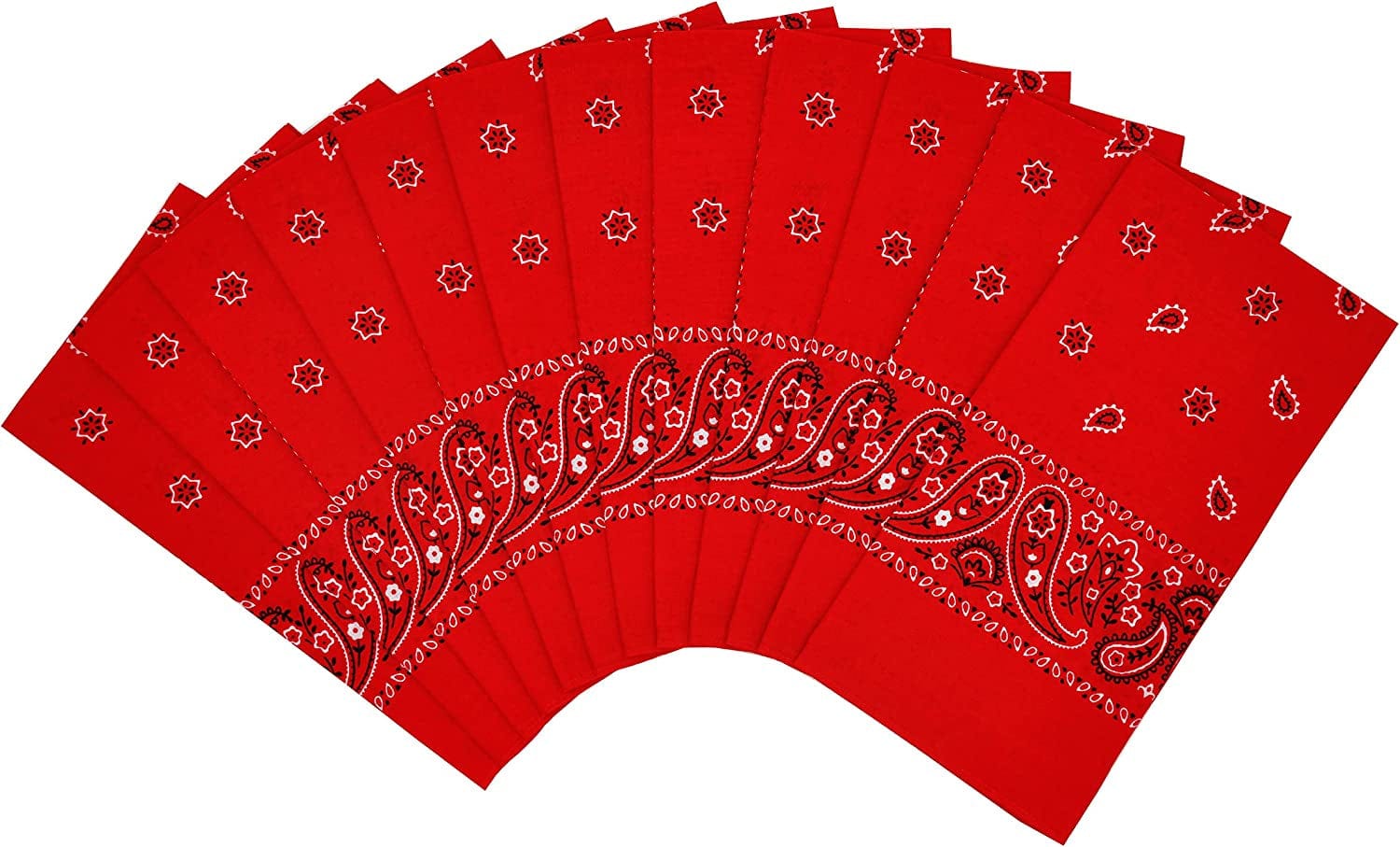 12Pcs Bandana 100% Cotton Custom Fashion Paisley Design Multifunctional Outdoor Square Handkerchief Apparel & Accessories > Clothing Accessories > Bandanas & Headties Vamqor Red  